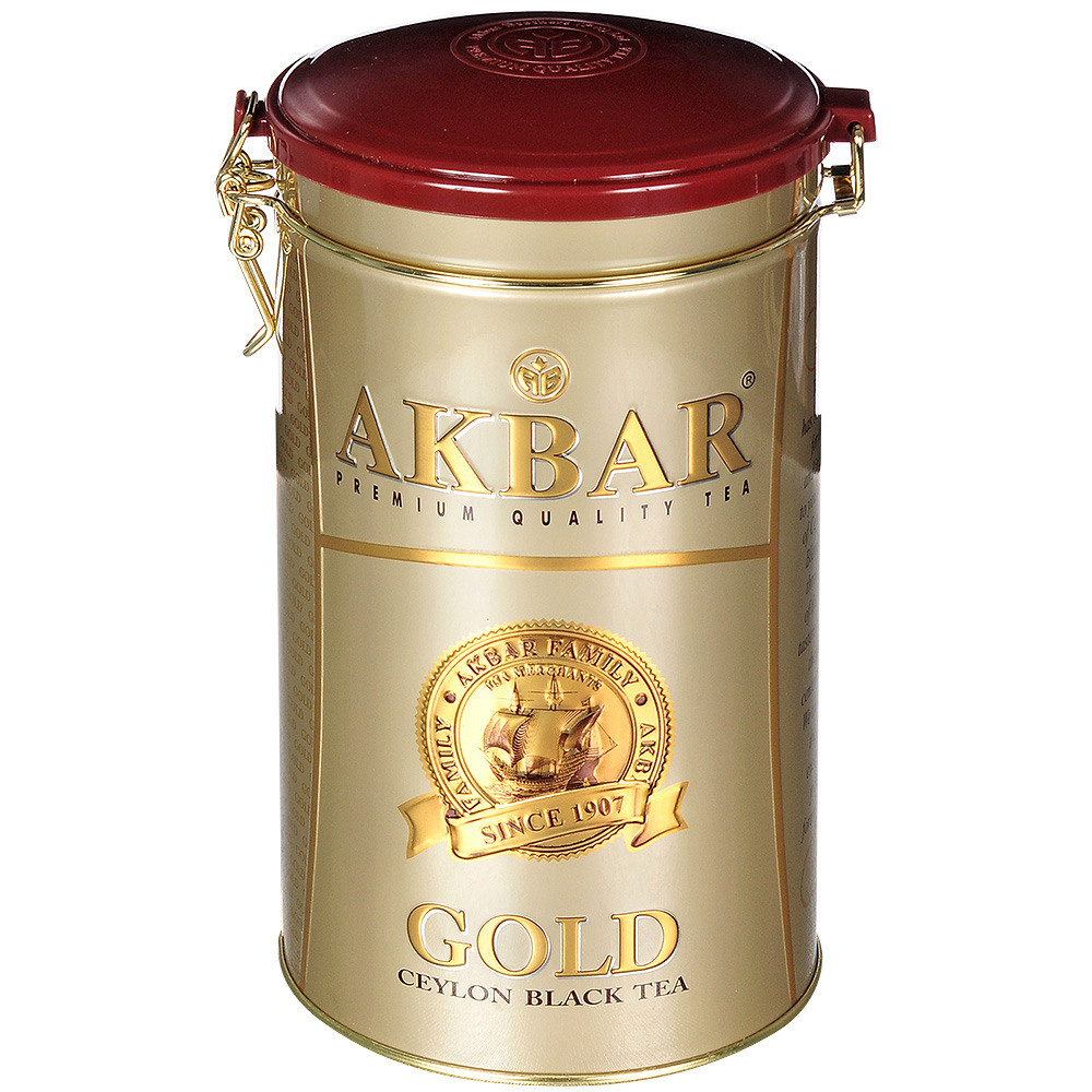Чай akbar gold в подарочной банке.