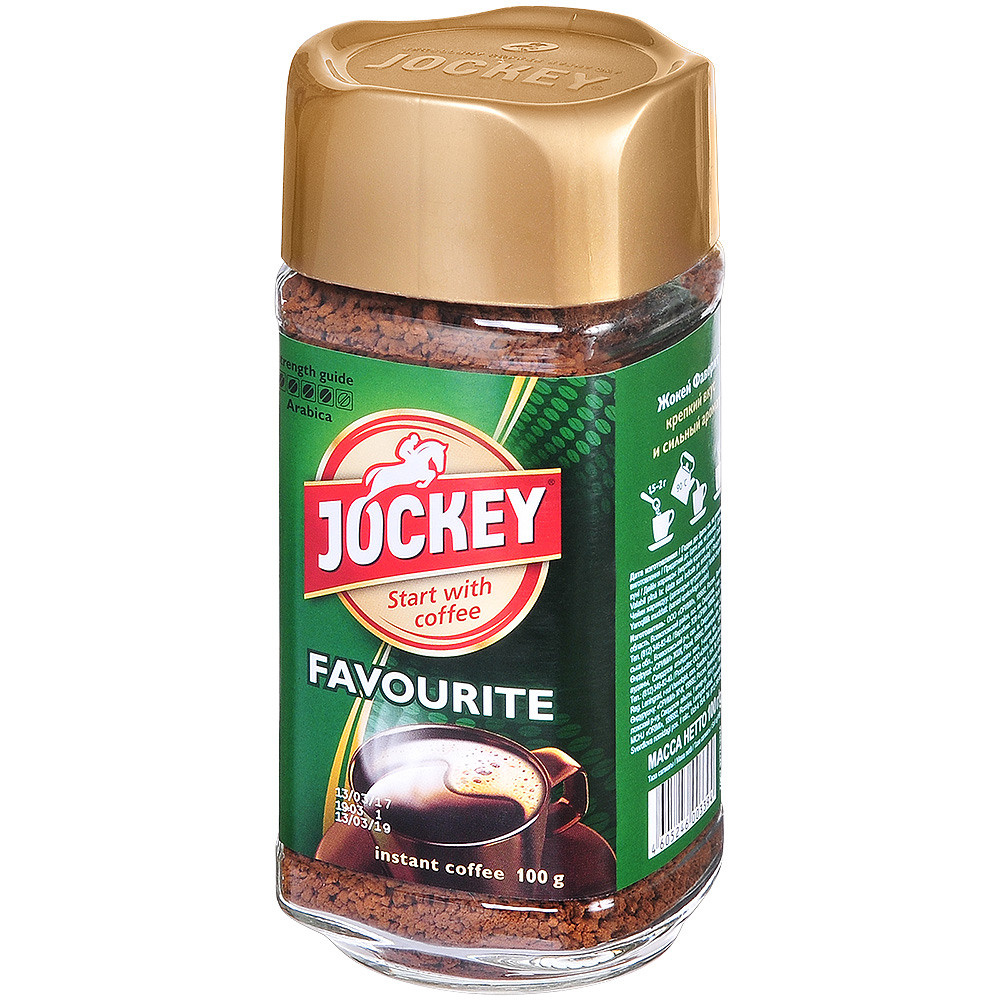 Быстрорастворимый кофе в стеклянной банке.