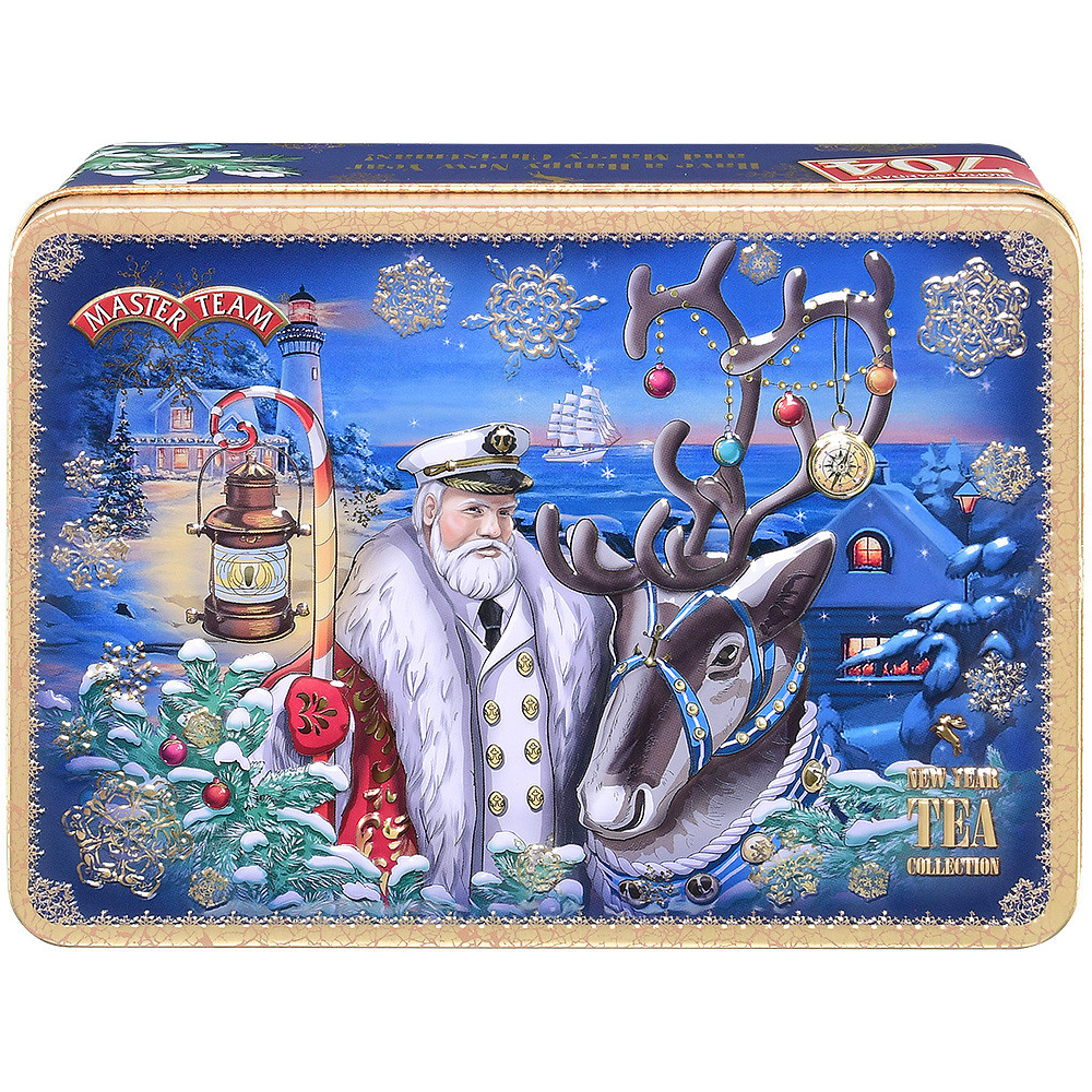 Чай в подарочной жестяной коробке.