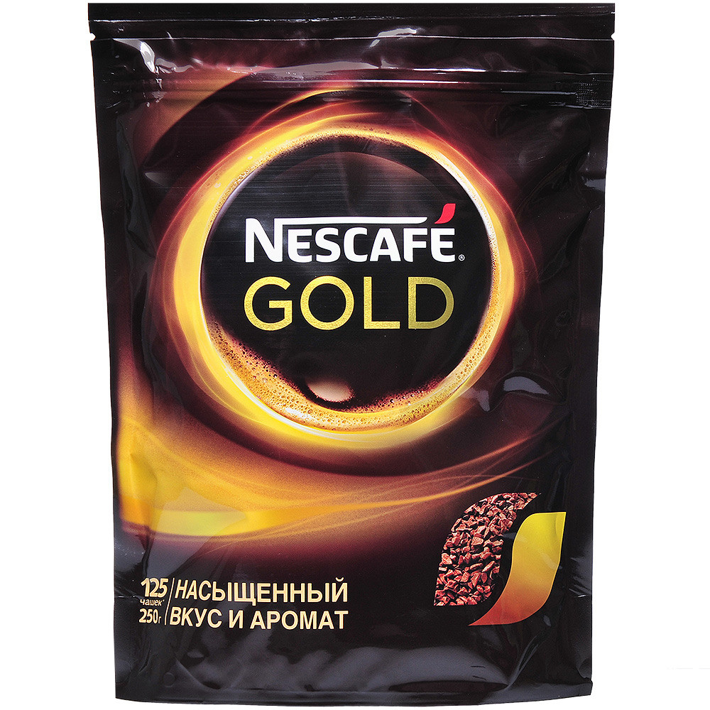 чёрный пакет с быстрорастворимым кофе.