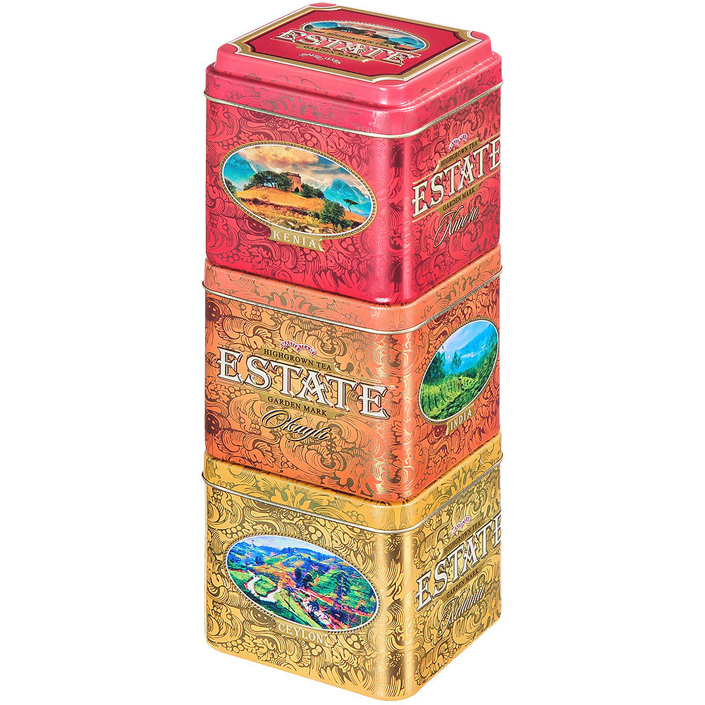 Чай чёрный в цветных коробочках.