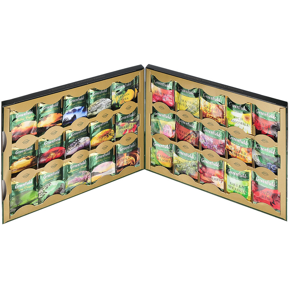 Чайные пакетики в наборе на белом фоне.