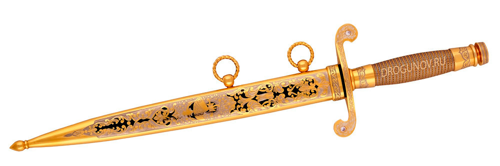 золотой кортик на белом фоне