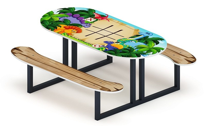 Столик детский овальный Крестики-нолики - МФ 31.01.09-03 Габариты (ШхДхВ): 1480x1340x625 мм Зона безопасности, мм: 2480х2340