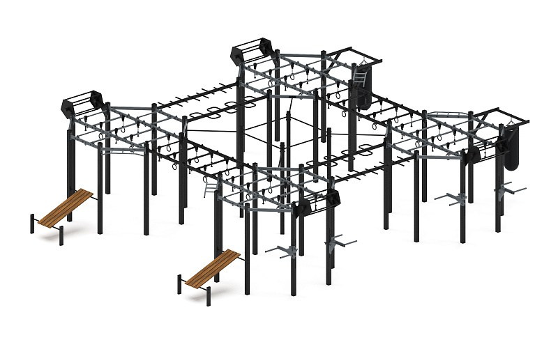 Многофункциональный спортивный комплекс (серый) МК 100.02-03 Габариты (ШхДхВ): 9850х11150х2740 Зона безопасности, мм: 12850х14150 Возрастные ограничения от 14 лет