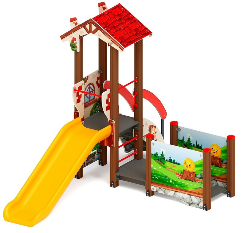 В гостях у сказки горка пластиковая Н 900 ДИК 1.05.01-25                                                                                                                      Габариты (ШхДхВ): 3780х2800х2790                                                                                                                                                                        Зона безопасности, мм: 7280х5800                                                                                                                                                                           Скат горки: H=900 (пластиковый скат)