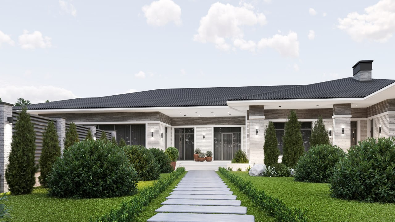 Одноэтажный дом в стиле Райта. Архитектор Вера Каракезиди