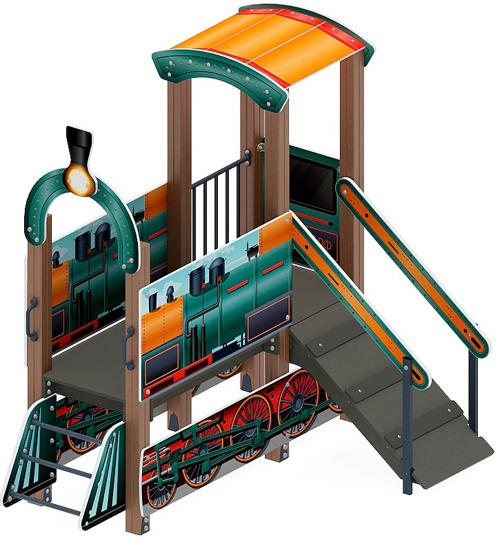 Паровозик (цветной) - Беседка мини - МФ 10.03.05-12 Габариты (ШхДхВ): 2460x1810x2350 Зона безопасности, мм: 5460х4810