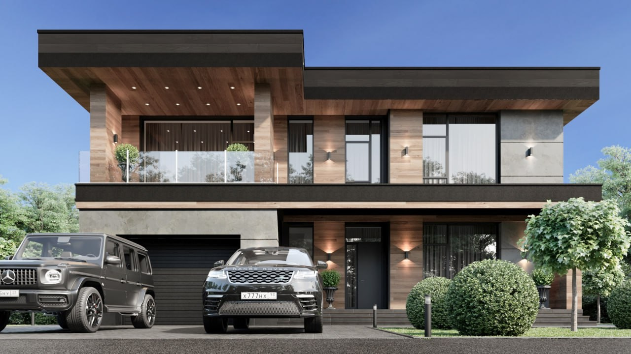 Современный дом в п.Мысхако общей площадью 360 кв.м с бассейном и местом под барбекю. Архитектор Вера Каракезиди