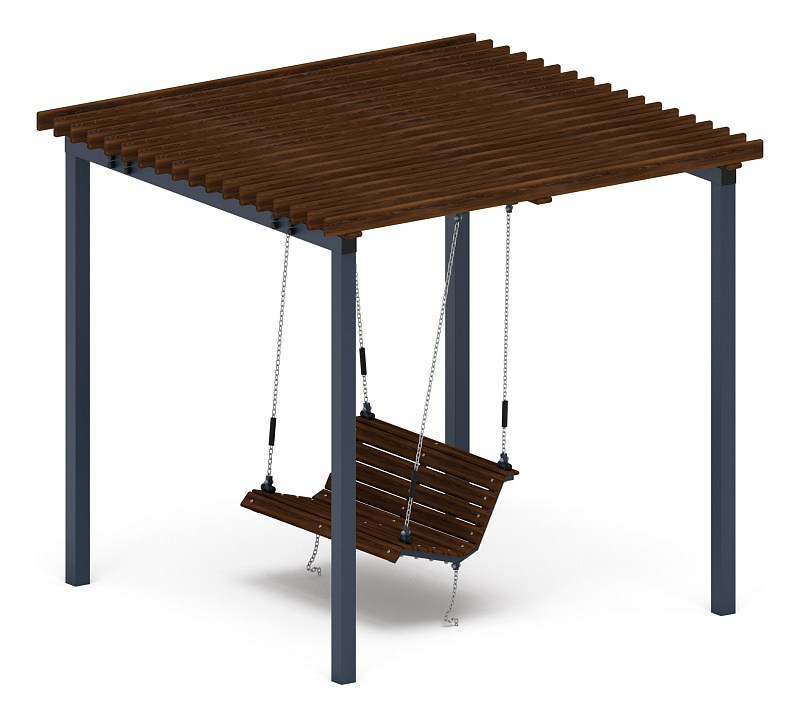 Пергола тент с качелями - МФ 78.02.01-01.И1 /без поликарбоната/ Габариты (ШхДхВ): 3000x2840x2725 мм Зона безопасности, мм: 8200х3840