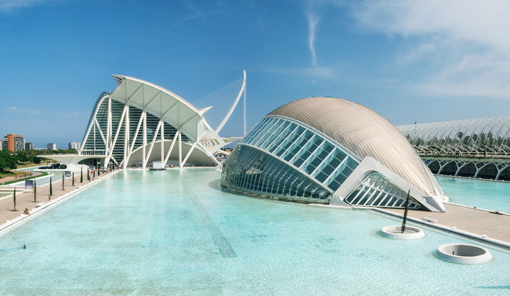 Valencia, Spain. The City of Arts and Sciences. A Futuristic modern architectural complex.