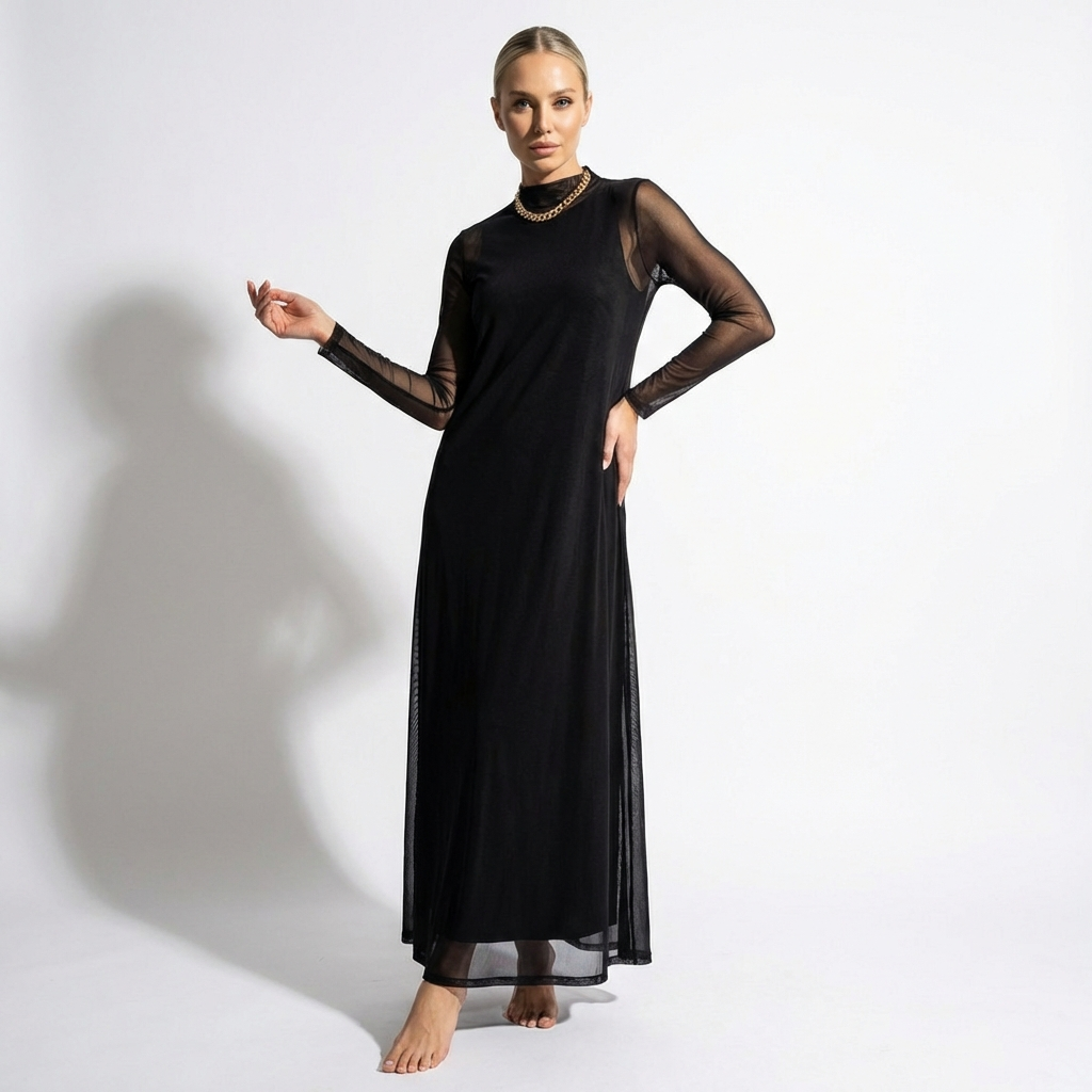 Платье на широких лямках, длина макси. Размер 44