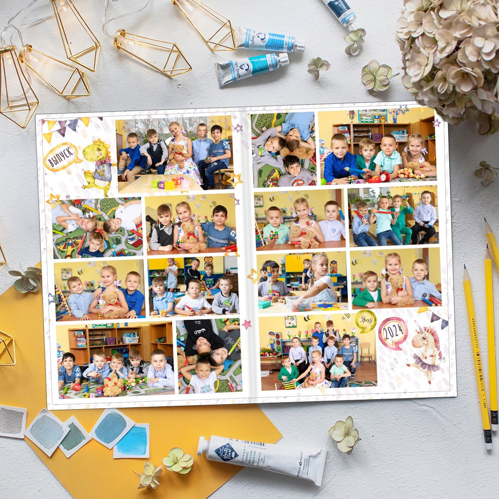 Выпускные альбомы в детский сад  3 разворота стандарт заказать Иваново Ярославле Костроме Владимире. Выпускные альбомы в Иваново в детский сад и школу. Александр и Светлана Янкины