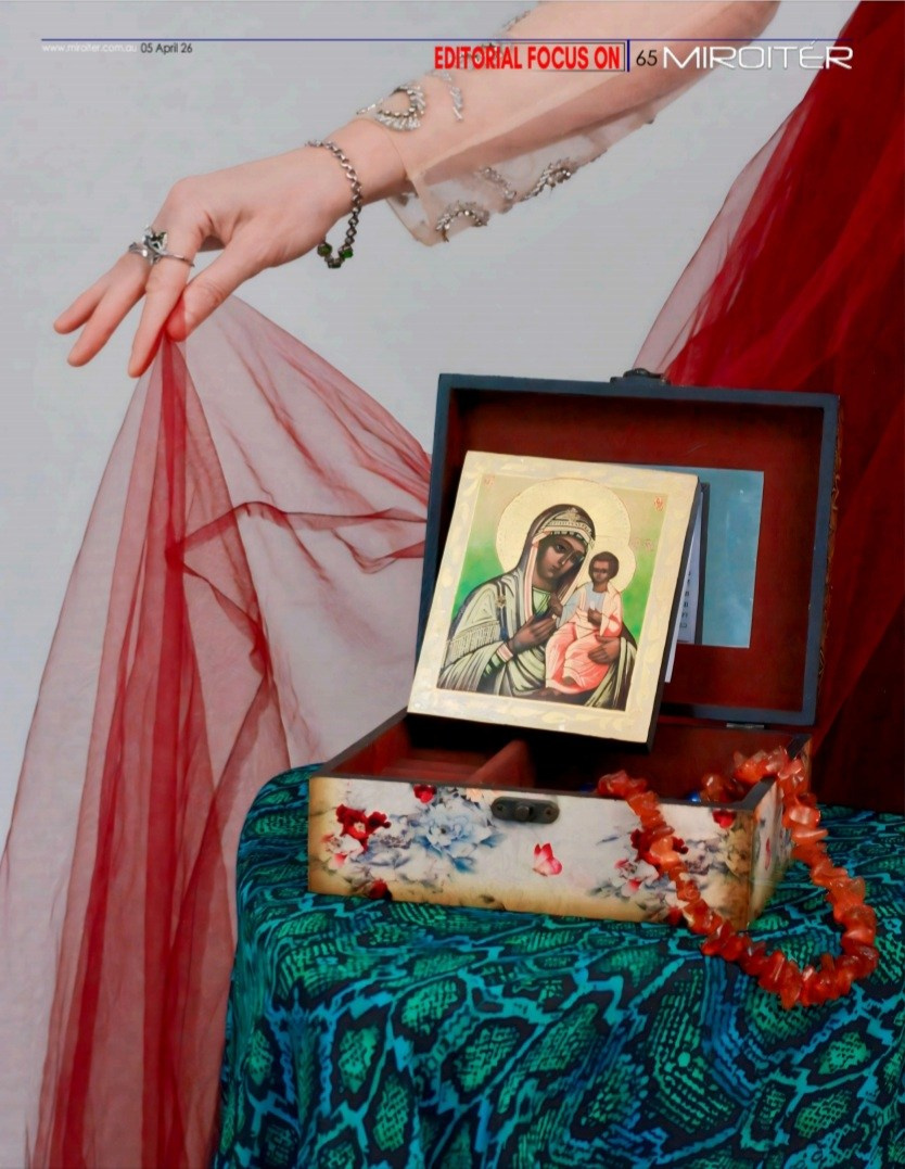 Icon Mother of God and paiter Svetlana Fatyanova. Fashionable magazine Miroiter, April, 2026.