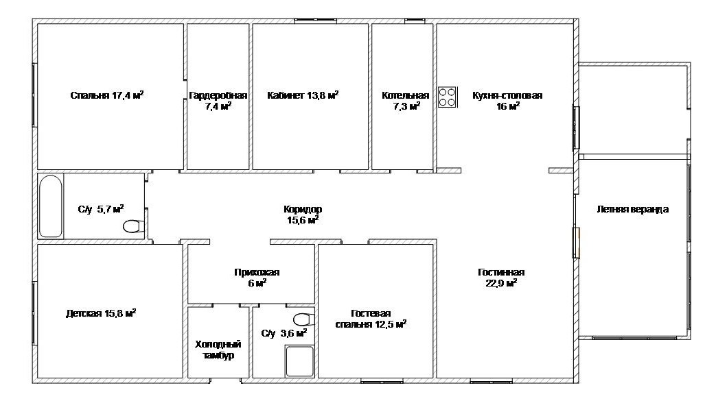 Проект «Вяхирь» (180 м²). Строительство каркасных домов в Самаре «Атриум-СТ»