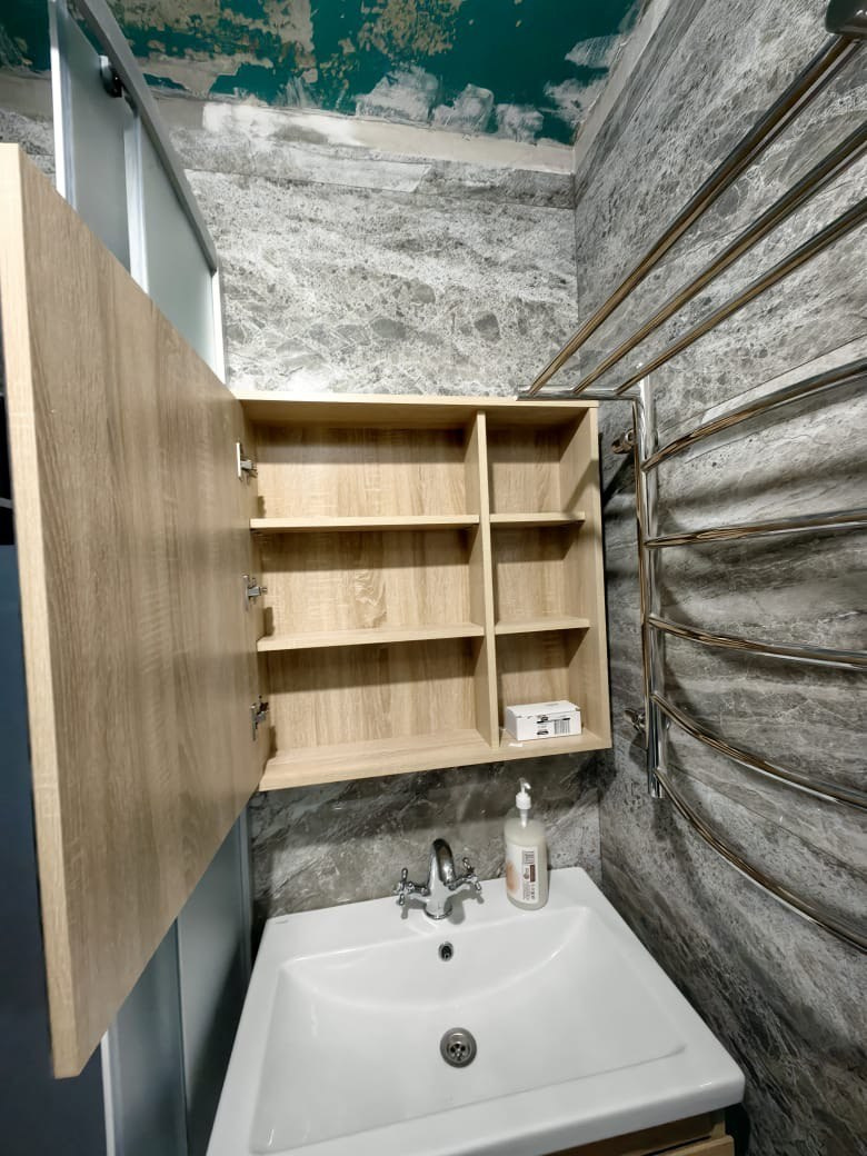 Ванная комната (ул. Чуйкова д. 38). Ремонт санузла, туалета, ванной под ключ в Казани. Укладка плитки