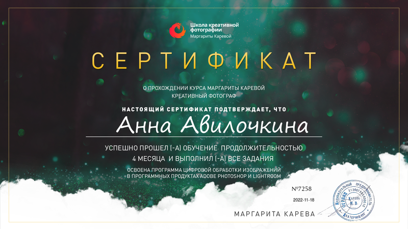 Мое обучение и сертификаты. Семейный и свадебный фотограф в Москве и Домодедово Анна Авилочкина