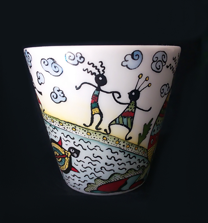 Кокопелли на фарфоре