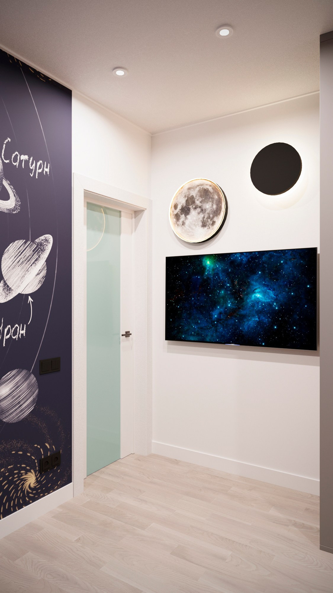 Космическая тема в детской: дизайн-проект с яркими обоями и шкафом-кроватью. Мастерская Добрых Интерьеров Александра и Аллы Добряк