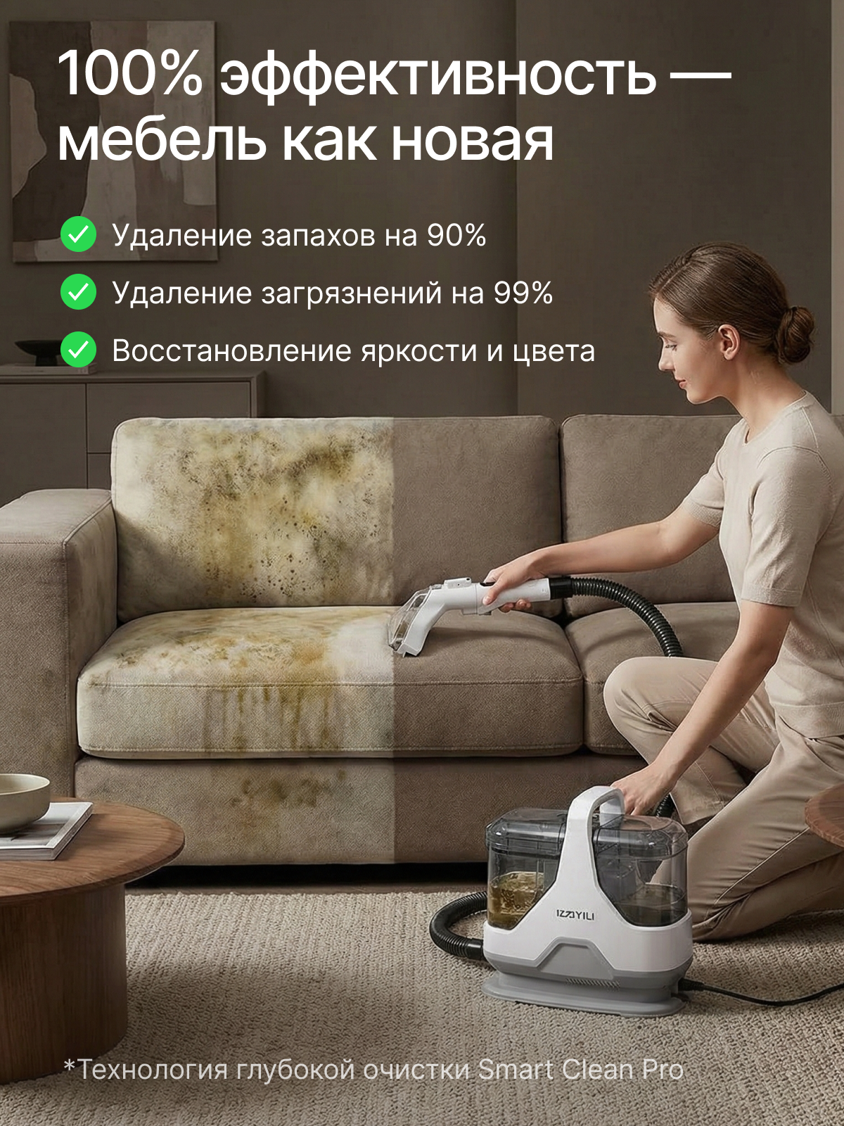 Моющий пылесос. Инфографика | Визуальный нейромаркетинг | Дизайн карточек для маркетплейсов