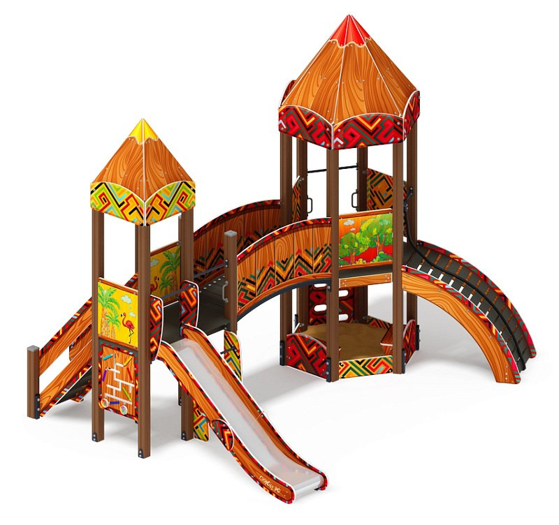 Карандаши - ДИК 2.26.02-01.С - Игровой комплекс Н=1200                                                                                                                   Габариты (ШхДхВ): 3850x4950x4470                                                                                                                                                                       Зона безопасности, мм: 7950х7350                                                                                                                                                                          Скат горки: H=1200 (металлический скат)