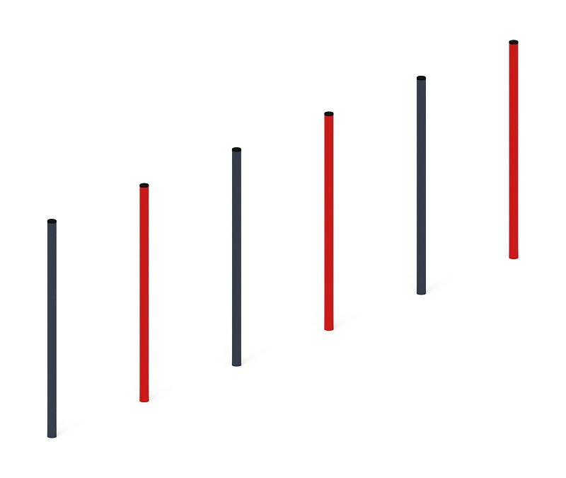 Слалом для собак ПДС 002-01 Габариты (ШхДхВ): 3295х45х1000 мм Зона безопасности, мм: 6295х3000