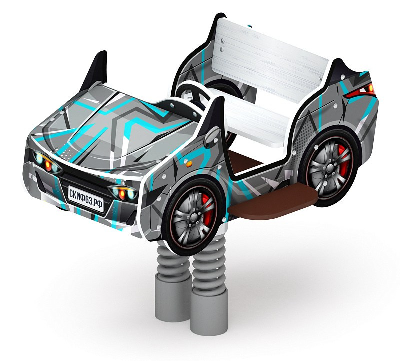 Кабриолет - Качалка на пружине двухместная машинка - ИО 23.03.02-04.И1 Габариты (ШхДхВ): 1210x940x945 Зона безопасности, мм: 3210х2940 Возрастные ограничения весом не более 70 кг