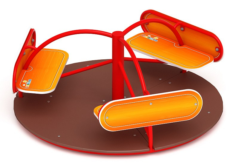 Карусель Солнышко - ИО 30.01.03-И1                                                                                                                                                                 Габариты (ШхДхВ): D=1600 H=700                                                                                                                                                                             Зона безопасности, мм: 5600х5600 D=5600                                                                                                                                             Возрастные ограничения весом не более 70 кг