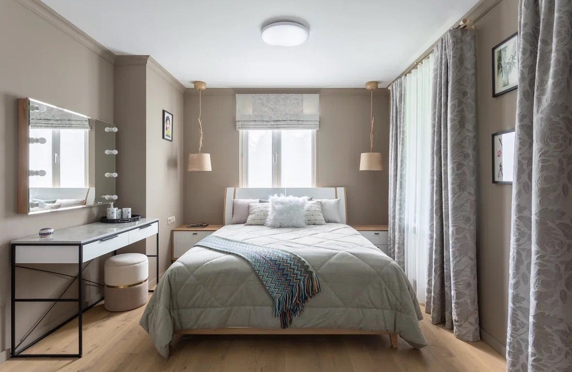 Квартира в Зеленогорске. Шторы на заказ в СПб. Выезд дизайнера, карнизы, жалюзи и рулонные шторы