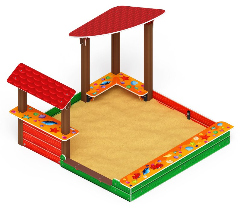 Песочный дворик (Ракушки) - ИО 6.01.01-01 Габариты (ШхДхВ): 2600x2540x1640 Зона безопасности, мм: 3600х3540