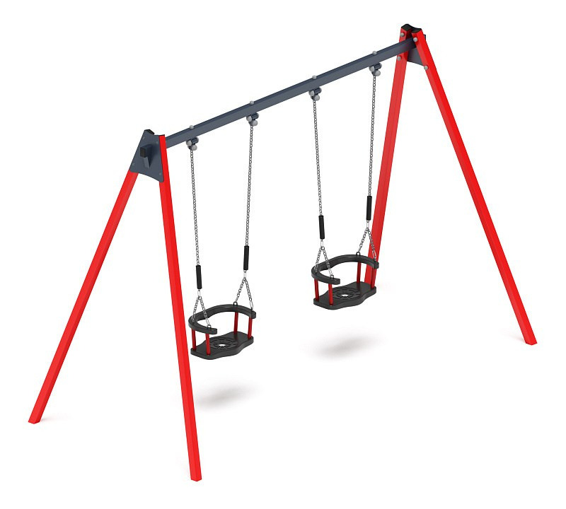 Качели двойные М2 - ИО 12.М.01.01.03-01.И1 Габариты (ШхДхВ): 3115х1460х2070 Зона безопасности, мм: 3200х7000 Возрастные ограничения от 3 лет, весом не более 70 кг