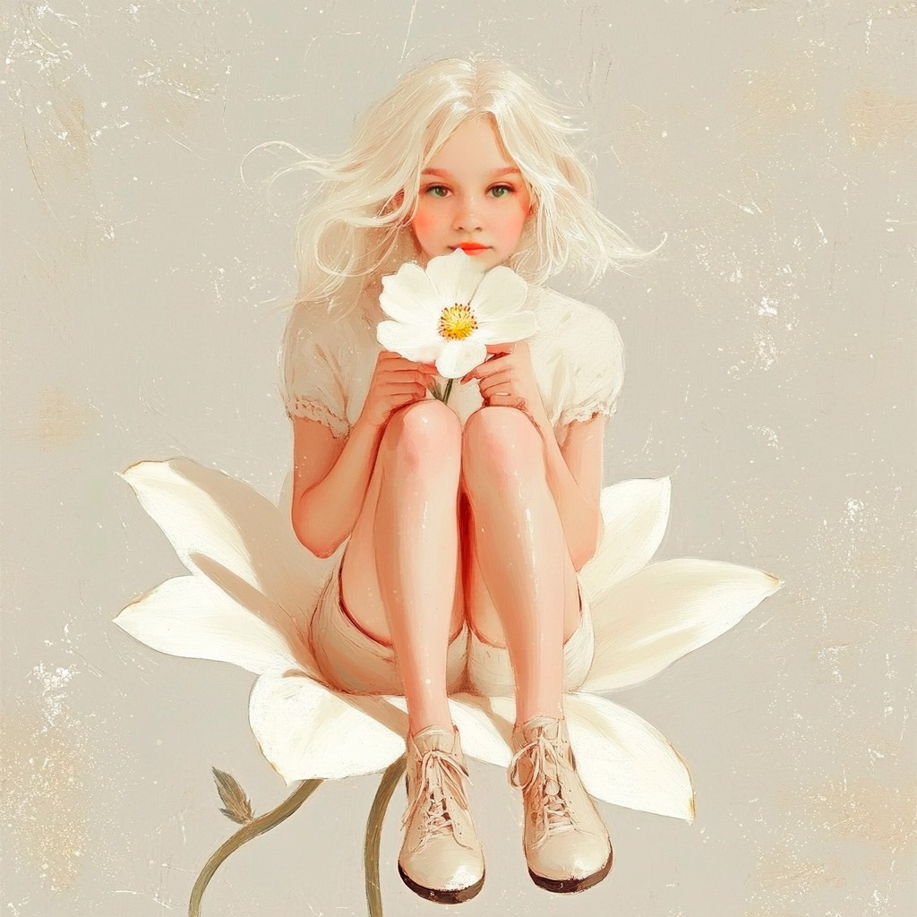 Нейрофотосессия для Алексы. Девочка с цветком в формате иллюстрации. ФотоХудожник Харитонова Ирина г. Санкт-Петербург