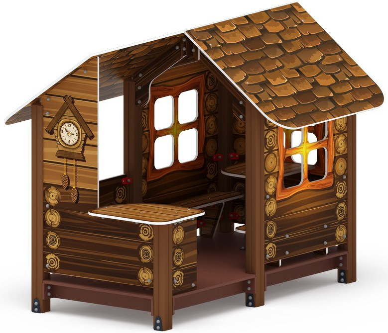 Домик с часами (Коричневый) - МФ 10.01.09-02 Габариты (ШхДхВ): 1720x2500x1940 Зона безопасности, мм: 2720х3500