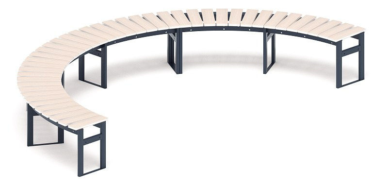 Модульная скамья радиальная (беленый дуб) МФ 42.01.24-01 Габариты (ШхДхВ): 3500х1750х450 мм