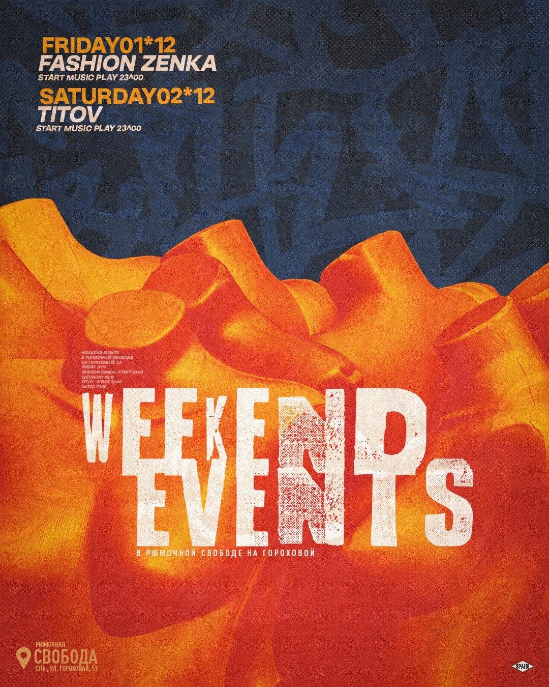 WEEKEND EVENTS. Spaidi Design | Graphic Design