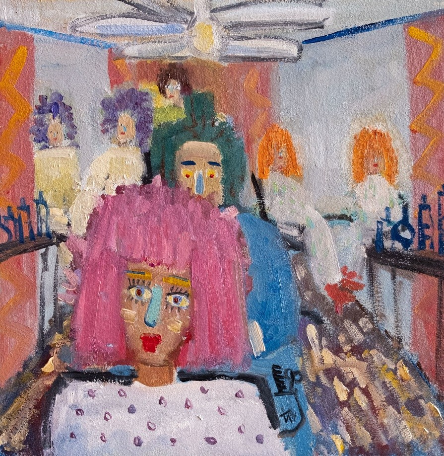 Весеннее обострение. Картон, масло, 30х30, 2024.