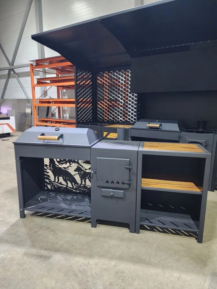 «ДЖЕТА» с печью под казан и смокер с реверсным движением жара. Купить / заказать мангал для дома в Краснодаре от производителя «Дарбин»