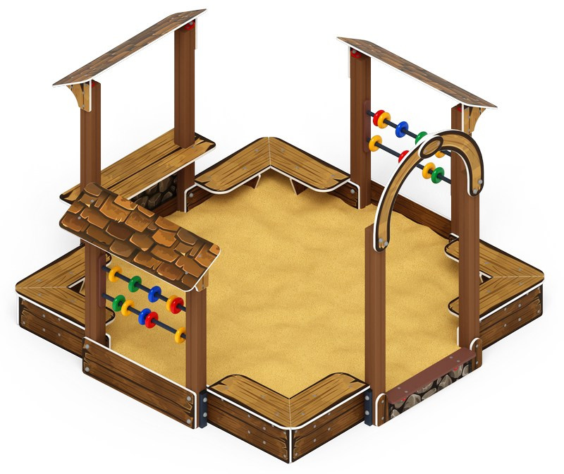 Песочный дворик Теремок (Коричневый) - ИО 6.01.04-02 Габариты (ШхДхВ): 2880x2995x2000 Зона безопасности, мм: 4880х4995