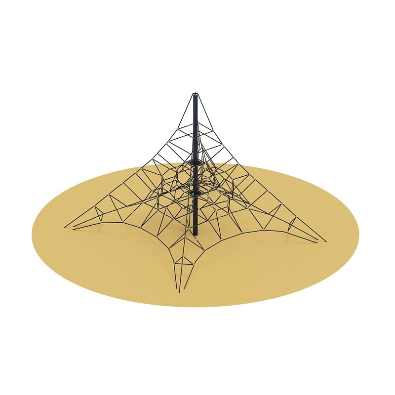 Пирамида - СК 2.05.08 сетка Габариты (ШхДхВ): 6000x6000x3600 Зона безопасности, мм: 10520х10520 Возрастные ограничения от 5 до 14 лет, весом не более 70 кг