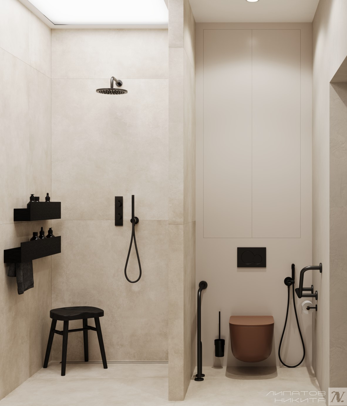 Проект коттеджа в стиле теплый минимализм. Дизайнер интерьера Липатов Никита. Москва