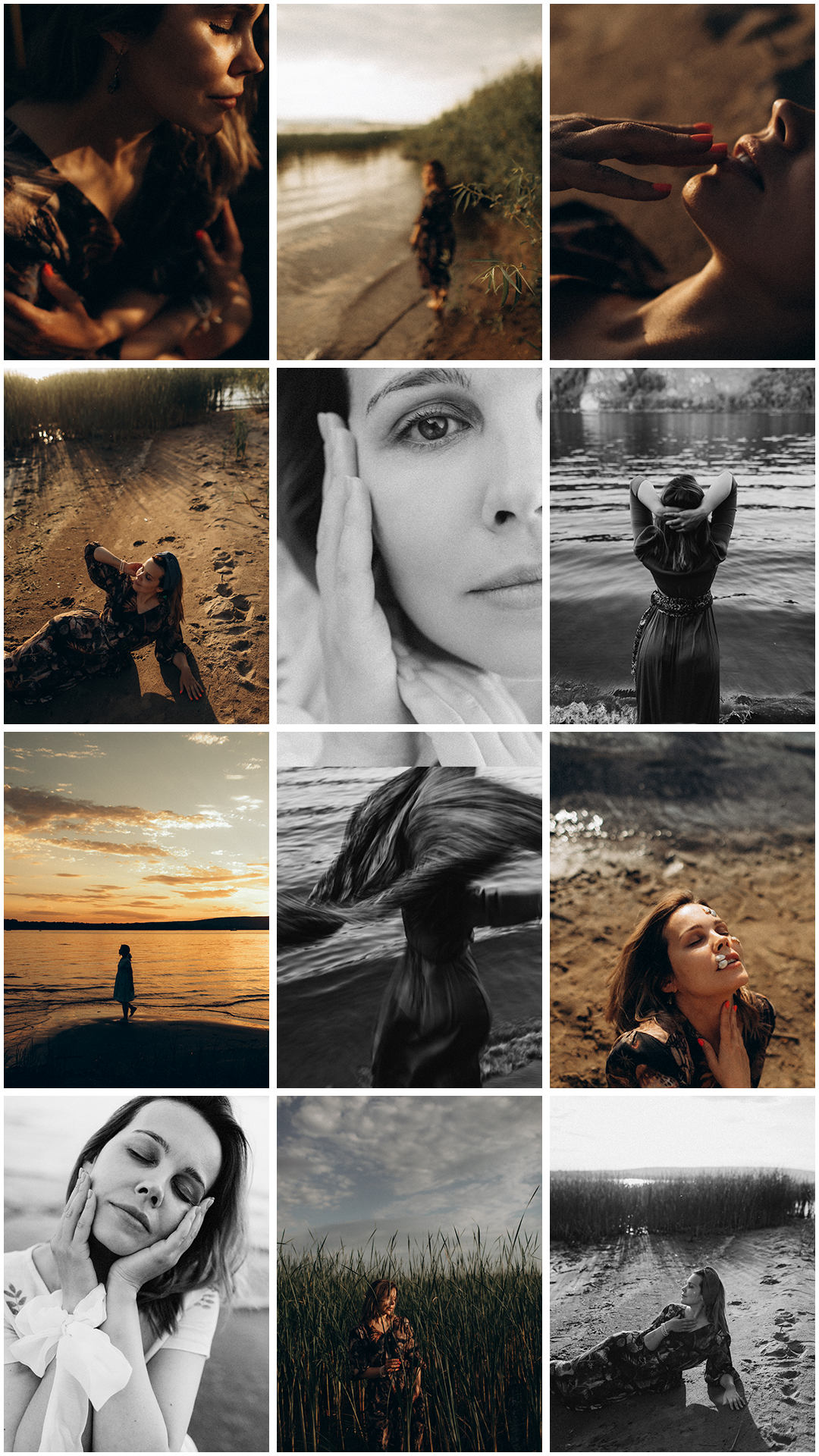 Коллаж фотосессии Дины на одном из островов в Самарской области