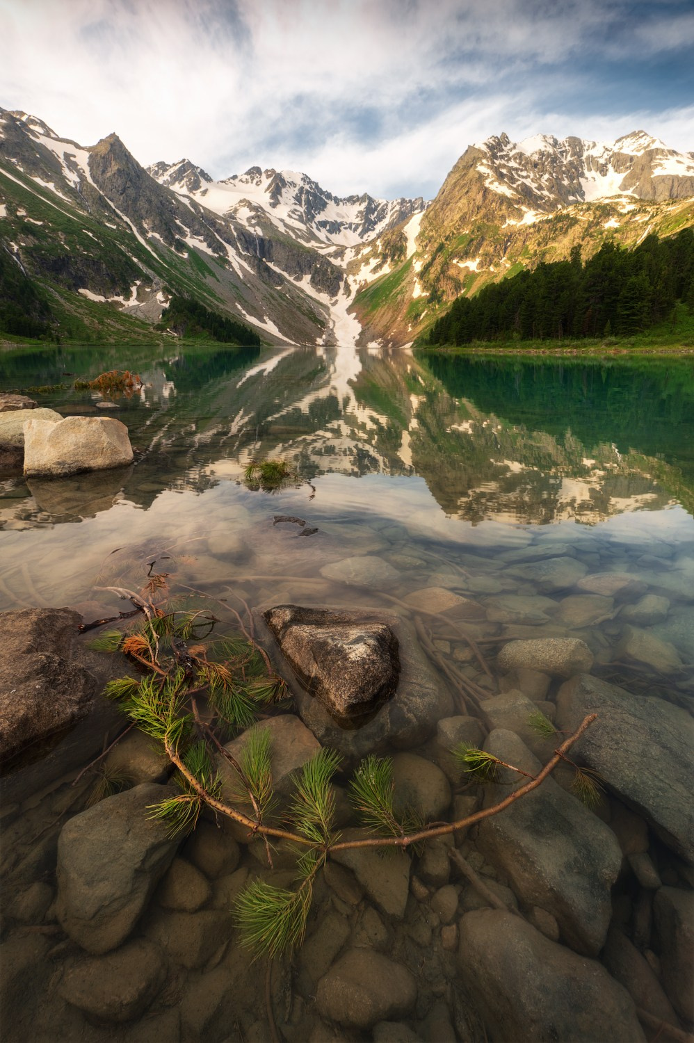 Улыбка Верхнемультинского озера. Катунский биосферный заповедник, Усть-Коксинский район, июнь 2025