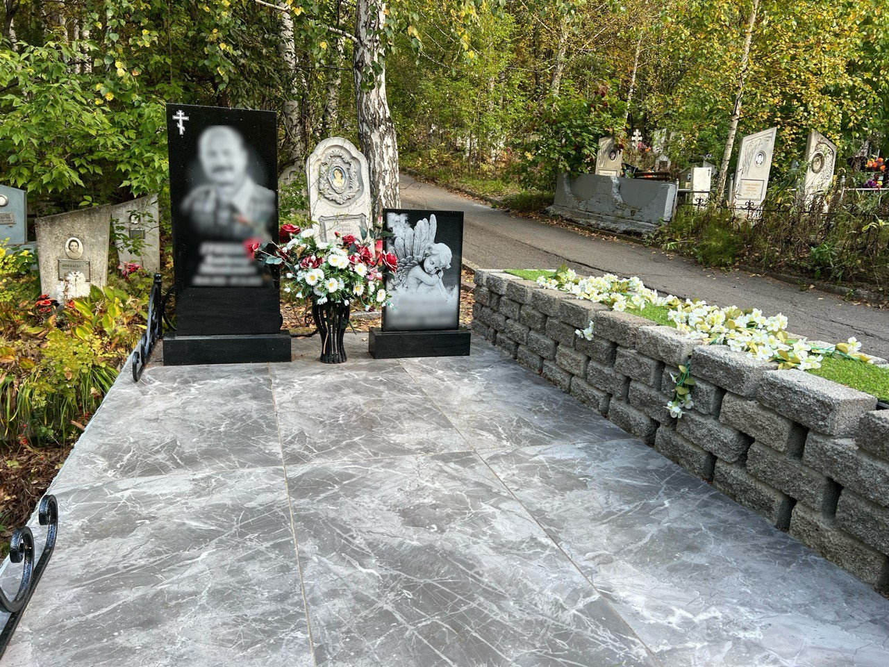 Благоустройство (наши работы). ГРАНИТ26 Ритуальные услуги Железногорск. Благоустройство могил, продажа памятников