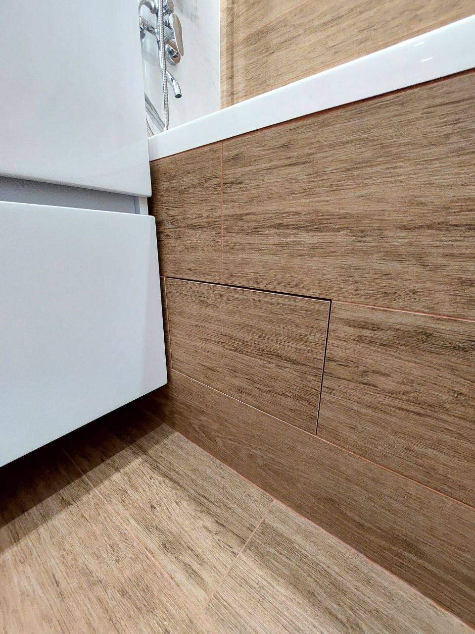 Ванная комната (ЖК Мечта, ул. Мансура Хасанова д. 13). Ремонт санузла, туалета, ванной под ключ в Казани. Укладка плитки