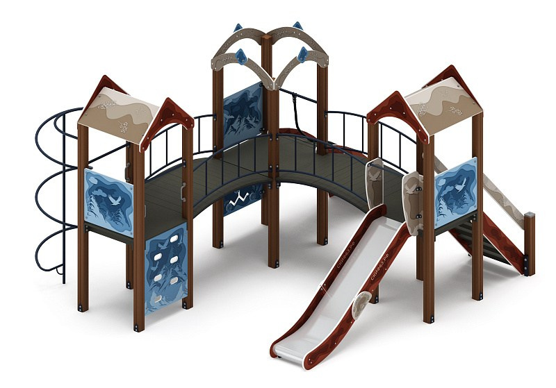 Городок (Алтай) - ДИК 2.01.3.03-04 - Игровой комплекс H=1200                                                                                                            Габариты (ШхДхВ): 4820x4500x3000                                                                                                                                                                     Зона безопасности, мм: 7910х7500                                                                                                                                                                                 Скат горки: H=1200 (металлический скат)