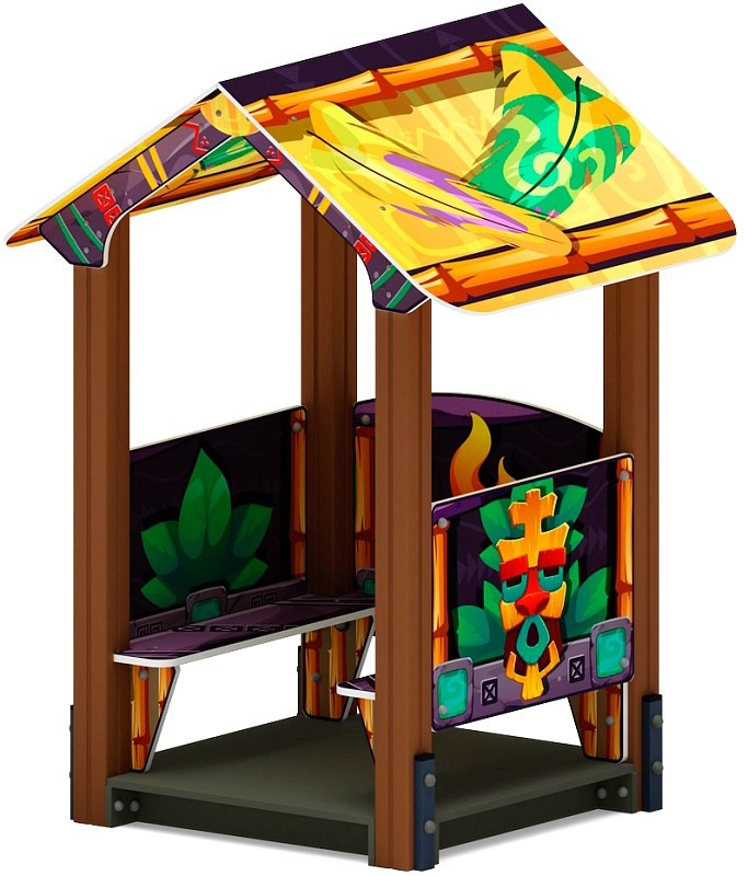 Домик малый 2 (майя) МФ 10.01.02-03 Габариты (ШхДхВ): 1420х1200х1850 Зона безопасности, мм: 2420х2200