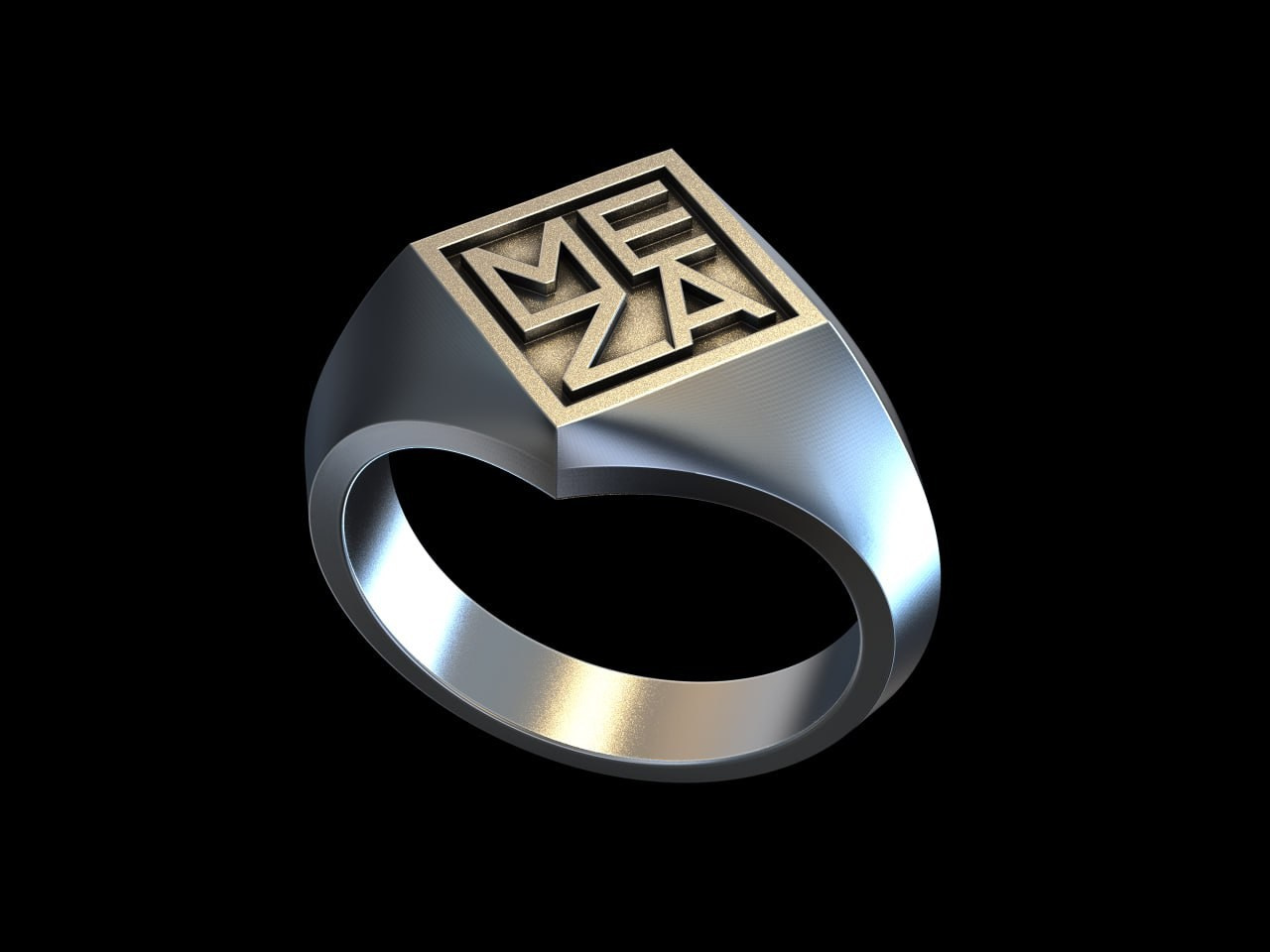 логотип на кольце из серебра 925 пробы
