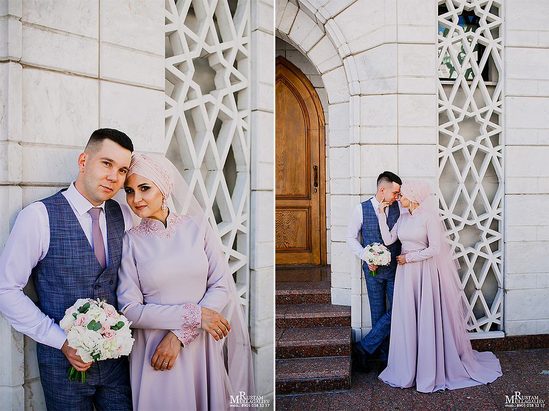 мечети Казани, никах в Казани, фотосессия в мечети Кул-Шариф, букет на никах
