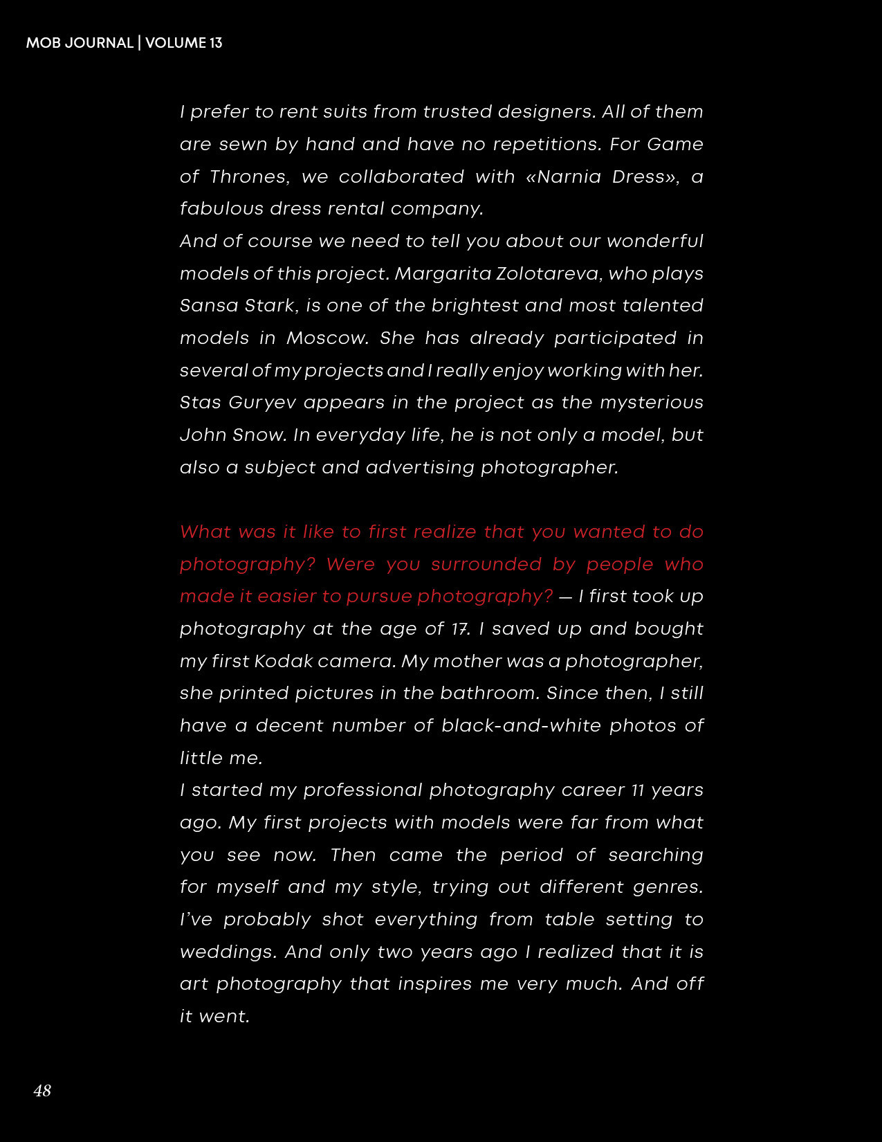 MOB JOURNAL VOLUME 13. Янина Ермакова, арт-фотограф
