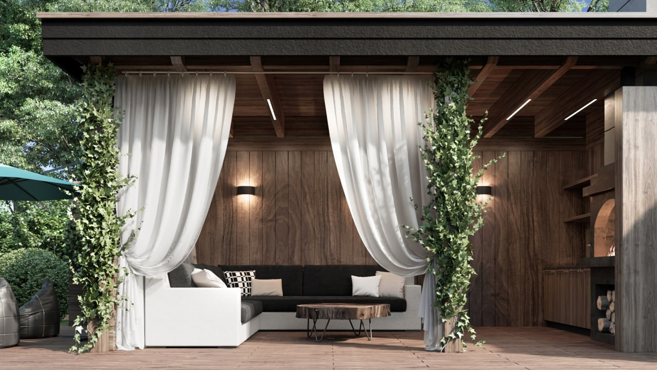 Современный дом в п.Мысхако общей площадью 360 кв.м с бассейном и местом под барбекю. Архитектор Вера Каракезиди